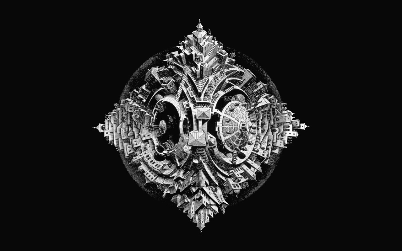 Radial Escher city — central illustration